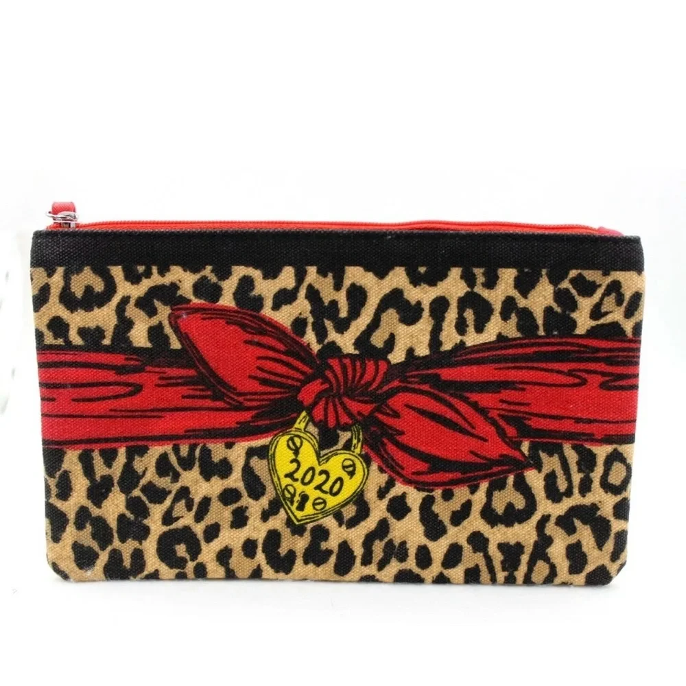 2/$30 BRIGHTON Pouch Red Heart Leopard Print Canvas Pouch Cosmetic Bag 2020